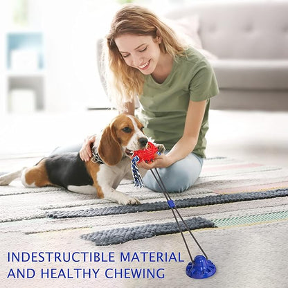 Dog Toys, Dog Chew Toys for Aggressive chewers,Dog Rope Toys with Suction Cup for Puppy Dogs,Dog Training Treats Teething Toys for Boredom Dog Puzzle Toy Treat Food Dispensing Ball Toys (Navy blue)