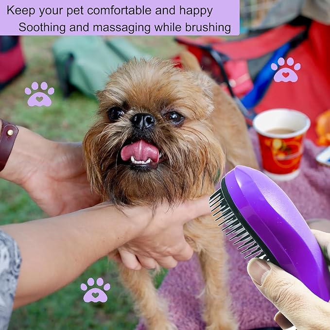 Puppy Brush, Soft Dog Brush for Grooming, Puppy Hair Remover Brush Comb, Grooming Tool for Poodles,Teddy, Yorkies, Maltese, Shih Tzu, Chihuahua, Light Purple