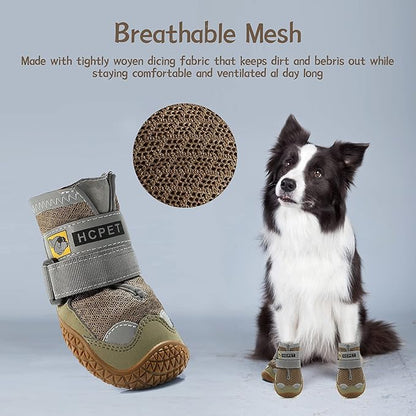 Dog Shoes for Large Dogs, Medium Dog Boots & Paw Protectors for Hardwood Floors, Outdoor Dog Booties for Hot Pavement Winter Snow Hiking, Breathable Dog Shoes with Reflective Strips Size 5