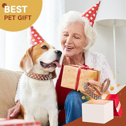 PETCARE Spiked Dog Collar Brown Soft Pu Leather Funny Mushrooms Rivet Spike Studded Puppy Collar Adjustable Outdoor Pet Dog Collar for Small Medium Large Dogs Cats Chihuahua Pug Pit Bull Dog Collars