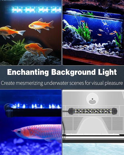 Pawfly 5 W Aquarium LED Light 8 Inch 24/7 Fish Tank Light with Full Spectrum Brilliant White Blue Red Green Lights Multi-Colored LEDs with D/N Mode Single Color Effects Timer and Adjustable Brightness
