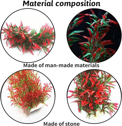 Large Aquarium Plants Artificial Water Seaweed 2 Pcs About 13 Inch for Fish Tank Decor Plastic Plant for Betta Shrimp Red Gladiolus