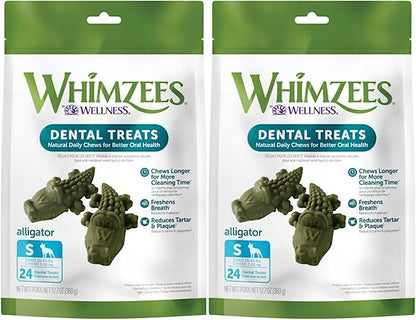 (2 Pack) Natural Grain Free Dental Dog Treats, Alligator