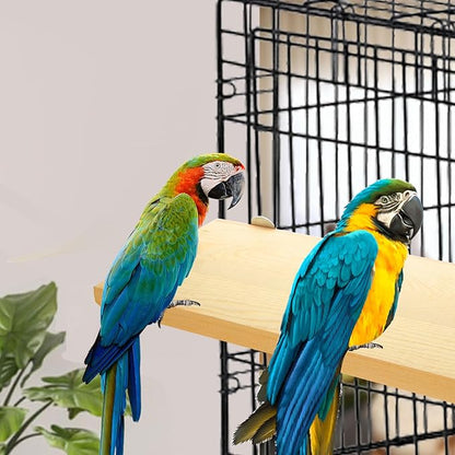 4 Pack 5 x 12 Inches Bird Perches - Natural Wooden Flat Bird Perch - Rectangle Bird Perch Stand Platform for Parrot, Budgies, Parakeet, Cockatiels, Conure, Lovebirds