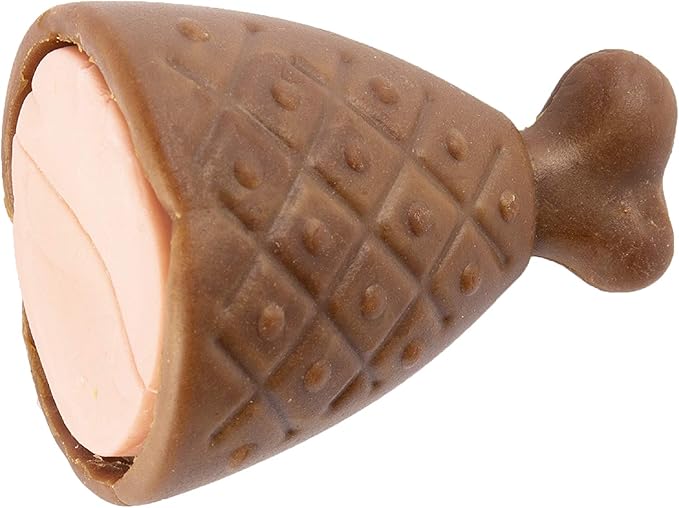 DreamBone Holiday Ham Flavored Chews 6 Count, Made with Real Chicken, Rawhide-Free Chews for Dogs