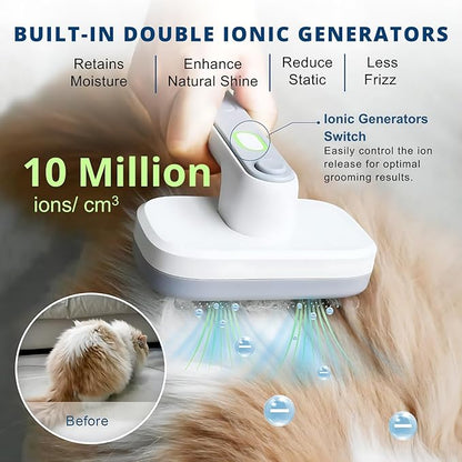 2025 Self-Cleaning Pet Grooming Brush with Negative Ion Technology  Slicker Brush for Cats & Dogs, Reduces Shedding, Gentle on Skin, Easy Release Button for Long & Short Hair