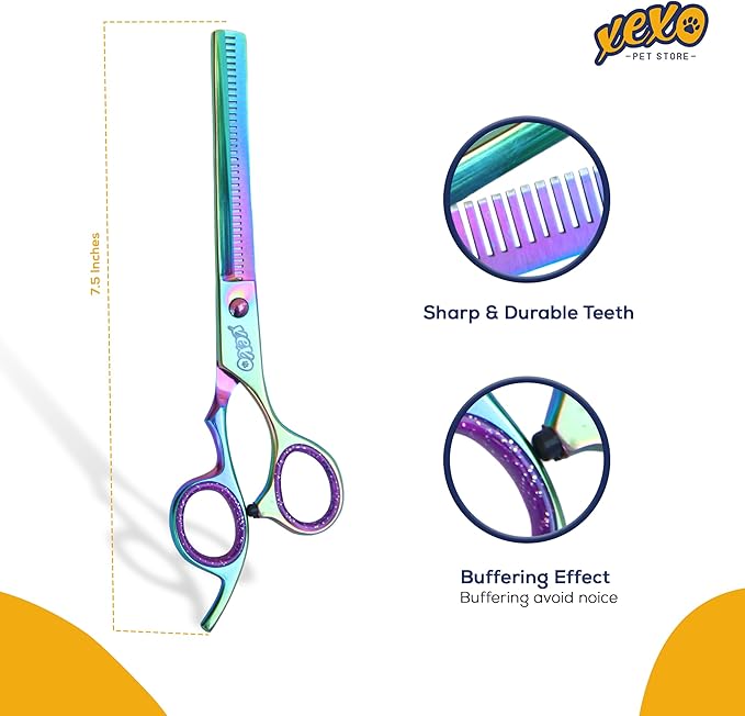 7.5 Inch 40 Teeth Professional Pet Scissors - Comfortable Grip Dog Grooming Kit