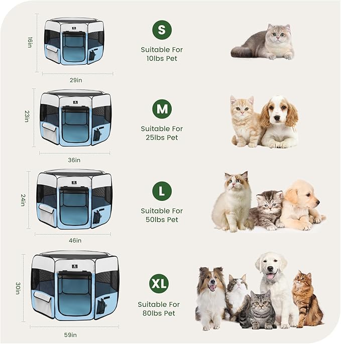 X-ZONE PET Portable Foldable Pet Dog Cat Playpen Crates Kennel/Premium 600D Oxford Cloth,Removable Zipper Top, Indoor and Outdoor Use (XL, Blue)