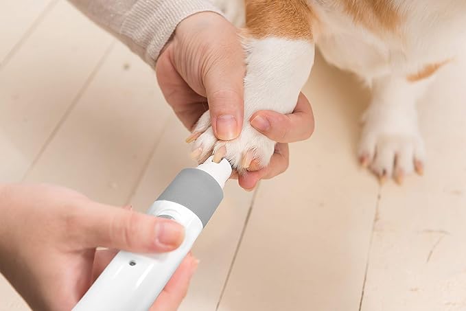 PET NAIL GRINDER - BEST Rechargeable Cordless DOG NAIL Trimmer for Dogs & Cats - Easy & Comfortable to Use - Quiet Motor, Two Speed Options with Light Indicator - Great for Small, Medium, Large Nails.