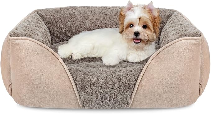 INVENHO Small Dog Bed for Large Medium Small Dogs Rectangle Washable Dog Bed, Orthopedic Dog Bed, Soft Calming Sleeping Puppy Bed Durable Pet Cuddler with Anti-Slip Bottom S(20"x19"x6")