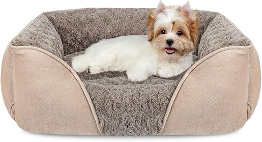 INVENHO Small Dog Bed for Large Medium Small Dogs Rectangle Washable Dog Bed, Orthopedic Dog Bed, Soft Calming Sleeping Puppy Bed Durable Pet Cuddler with Anti-Slip Bottom S(20"x19"x6")