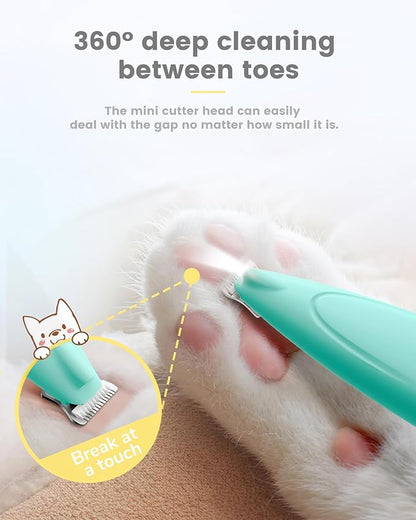 Dog Paw Trimmer with LED Display, 35dB Ultra-Low Noise Paw Trimmer for Dogs, Cordless Dog Clippers for Grooming with LED Light, Type-C Rechargeable Dog Hair Clippers for Paws, Ears, Face, Rump