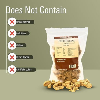 Freeze Dried Beef Tripe Dog Treats  Raw, Single Ingredient, Grain Free, Natural & Organic Treats for Dogs & Cats