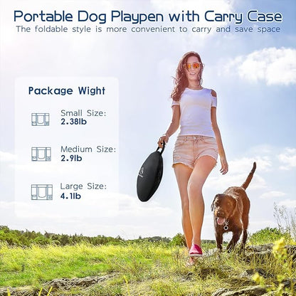 Dog Playpen,Pet Playpen,Foldable Puppy Cat Playpen, Portable Exercise Kennel Tent Crate,Water-Resistant Breathable Shade Cover,Indoor Outdoor Travel Camping Use for Small Animals with Carrying Case(M)