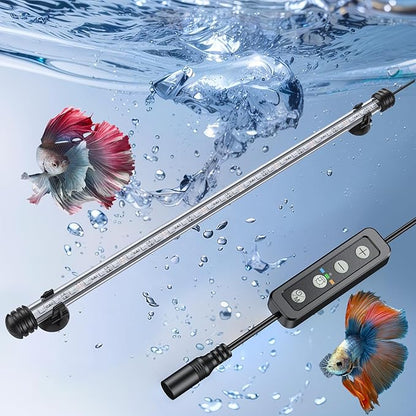 Pawfly 5.5 W Aquarium LED Light 19 Inch Underwater Fish Tank Light with Timer Auto On/Off Fish Tank Background Lights with 8 Lighting Modes Submersible Multi-Colored Tube Lights for Decoration