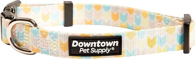 Downtown Pet Supply - Best, Cute & Fancy Dog Collar - Lightweight Adjustable Dog Collar with Quick Buckle & D-Ring - Hand Wash Safe - Chevron - M - Medium Dog Collar