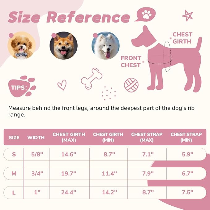 Dog Harness for Medium Dogs Rayon Derived from Bamboo 90%, Polyester 10% No Pull Dog Harness, Step-in Adjustable Dog Harness for Medium Dogs-Pink