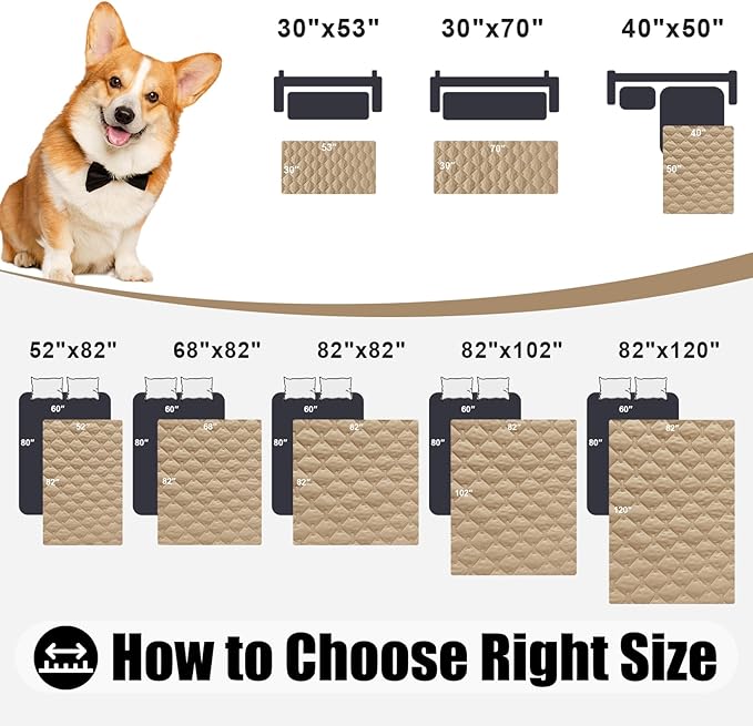 Smiry Waterproof Dog Blanket, Soft Dog Bed Cover Pet Blanket, Reversible Couch Cover for Dogs Washable, Pet Couch Covers for Sofa Furniture Protector for Puppy Cat (30x70 Inch, Camel/Beige)