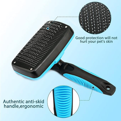 ROPO Self-cleaning Dog Cat Brush for Shedding Grooming, Pet Hair Brush Tool with Protective Ball Head for Dematting and Removing Loose Fur, Undercoat, Mats, Tangles, Knots, Suitable for all Pets