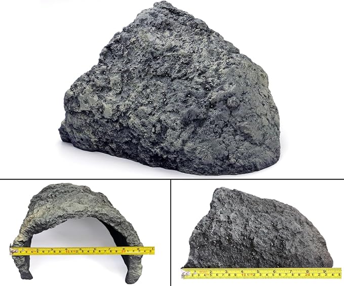 Rock Cave Habitat Hidden for Reptile and Amphibians.Terrarium & Aquarium Decor, Reptile hideout Hide Cave, Perfect for Bearded Dragons,Lizards,Snakes,Turtles,Geckos,Tortoises,Small Animals -Large Size