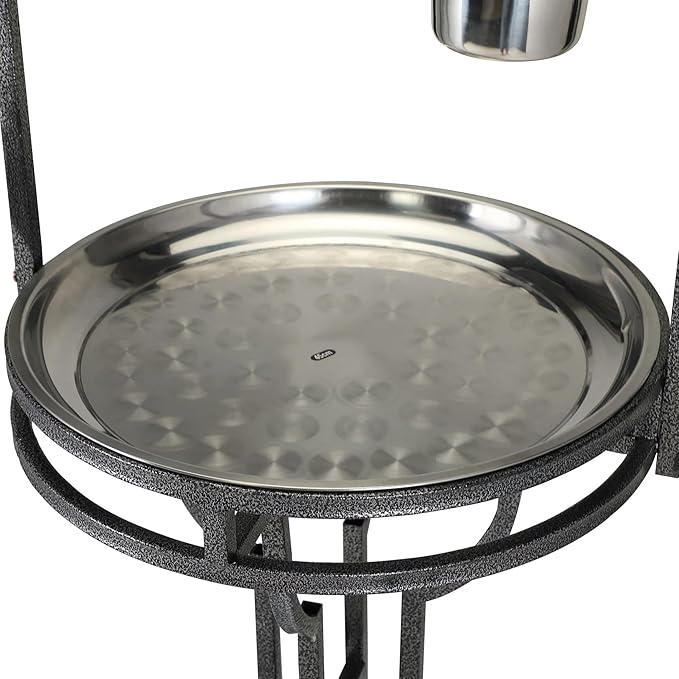 Parrot Stand Bird Perch Stand Bird Playstand with Easy Grip Tray Bowls Toy Hook Rolling Wheel Large Pet Gift Wrought Iron Play Ground Rolling Wheel (Black)