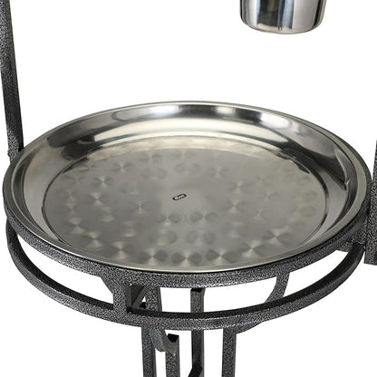 Parrot Stand Bird Perch Stand Bird Playstand with Easy Grip Tray Bowls Toy Hook Rolling Wheel Large Pet Gift Wrought Iron Play Ground Rolling Wheel (Black)