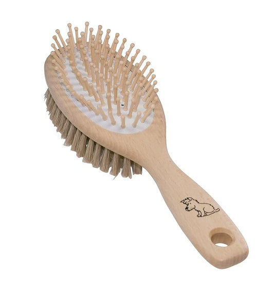 Redecker Natural Pig Bristle Dog Brush with Waxed Beechwood Handle, 9-1/4-Inches