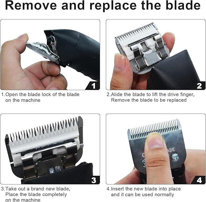 10# Detachable Pet Clipper Replacement Blades Compatible with Andis/Oster A5/Wahl KM10 Series Dog Clipper,Made of Ceramic Blade & Stainless Steel Blade,Size 10# Cut Length 1/16-Inch（2 Pack）