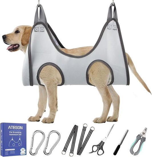 Pet Grooming Hammock Harness for XL Large Dogs Nail Trimming, Dog Sling for Cutting Nails, Dog Hanging Holder Hanger with Nail Clippers, Nail File, Scissors
