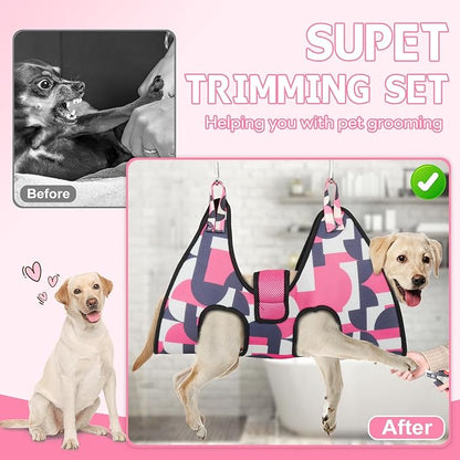 Supet Dog Grooming Hammock Harness for Large Dogs, Relaxation Dog Sling for Nail Trimming with Thick Fabric Back Support, Helper Dog Hammock for Nail Trimming Clipping
