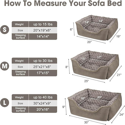 JOEJOY Rectangle Dog Bed for Large Medium Small Dogs - Washable Orthopedic Sofa Bed, Soft Breathable Puppy & Pet Cuddler, Durable Calming Dog Bed with Anti-Slip Bottom, Multiple Sizes, Dark Brown