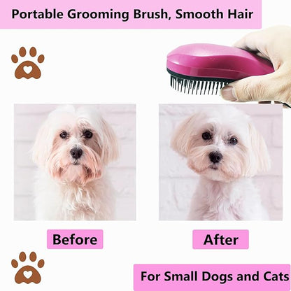 Puppy Brush, Soft Dog Brush for Grooming, Puppy Hair Remover Brush Comb, Grooming Tool for Poodles, Teddy, Yorkies, Maltese, Shih Tzu, Chihuahua, Pink