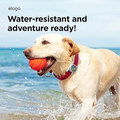 elago Pet Collar W5 Case Compatible with Apple AirTag - Drop Protection Keychain, Cute Design (Track Dogs, Keys, Backpacks, Purses) Tracking Device Not Included (Light Grey)