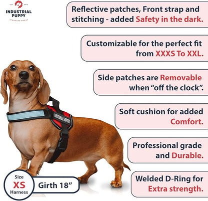 Emotional Support Dog Vest Harness with Reflective Straps, Interchangeable Patches, & Top Handle - ESA Dog Vest in 8 Sizes - Heavy Duty Emotional Support Dog Harness for Working Dogs (Red, XS)