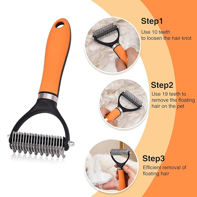 Dog Brush for Shedding - Reduce Dog Hair with Our Dog Brush, dog hair brush, deshedding dog brush, long hair dog brush(Orange Set)