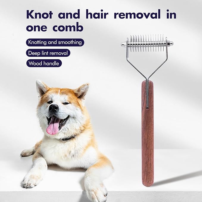 Wooden Dog Brush for Shedding Reduce Pet Hair with Long Hair Deshedding Brush Pet Brush (Small)