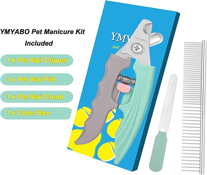 Dog Nail Clipper,Pet Nail Trimmers Safety Guard to Aviod Over Cutting,Puppy Cat Claw Trimmer,with Free Dog Comb & Nail File, Sharp Grooming Clipper, Great for Thick Toenail, Green