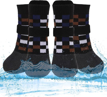 PUPTECK Dog Shoes for Hot Pavement Small Medium Large Size Dogs, Booties and Paw Protectors for Hardwood Floors, Grippy Socks to Prevent Licking Rubber Rain Hiking Boots for Senior Anti Slip