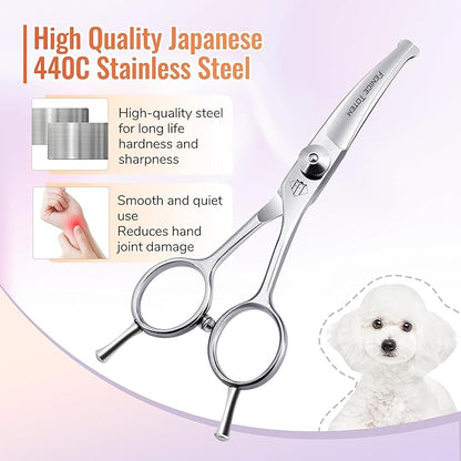 Dog Grooming Scissors: 4.75" Pet Curved Shears Made Of Advanced Stainless Steel Alloy for Trimming Dogs Cats and Other Pets Face and Paws
