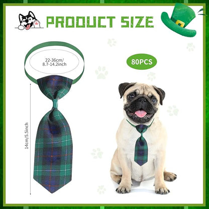 80 Pcs Dog Bows Dog Bow Ties for Small Dogs Assorted Pattern Dog Bowtie Dog Collar Bows Cat Bowtie Collar Dog Bowknot for Small Medium Puppy Pet Photography Festival Grooming Party (Plaid Tie)
