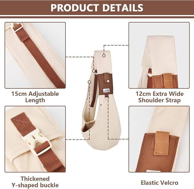 Dog Sling Carrier for Small Dogs - Front Dog Carrier with Adjustable Strap - Hands Free Pet Papoose Bag for Chest - Suitable for Puppy, Small Dogs, and Cats for Outdoor Travel,15 lbs