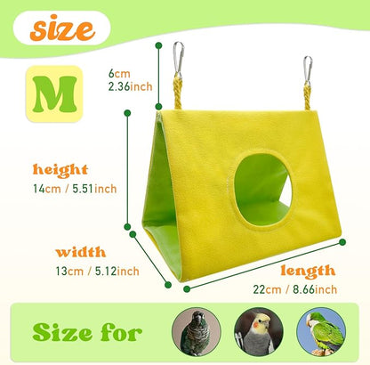 Bird Nest House Summer Bird Bed for Cage Hanging Hammock Shed Hut Parrot Hideaway for Budgies Lovebirds Cockatiels Conures Quakers African Grey Amazon Parrots, Small to Large Birds (M)