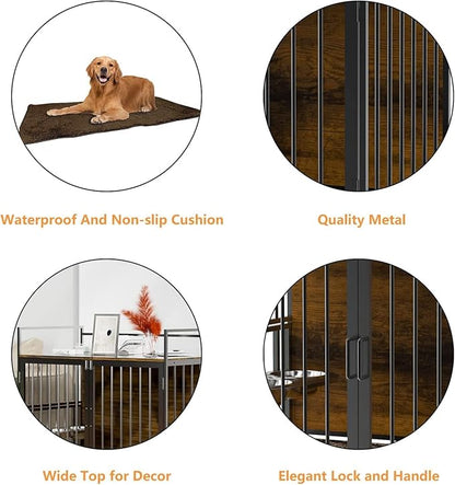 LOVMOR Dog Crate Furniture-Style Cages for Dogs Indoor Heavy Duty Super Sturdy Dog Kennels with 2 Stainless Steel Bowls and Dog Pad (41Inch = Int.dims: 39.7" W x 22.4" D x 25.1" H)