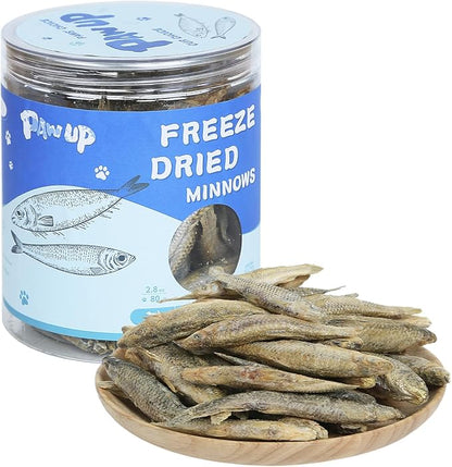 Freeze Dried Minnows Dogs Treats  100% Raw Single-Ingredient Pet Fish Snacks  Rich in Omega-3, Grain-Free  Healthy Training Rewards & Meal Toppers, 2.8 oz