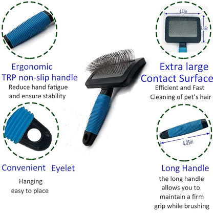 Dog Brush For Long Haired Dogs Poodles-Dog brushes for grooming&shedding-Large Firm Slicker Brush for Goldendoodles-With Soft Massage Grooming Stainless Steel Pins, Pet Grooming Wire Brush-25mm(1")