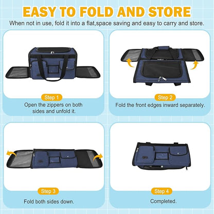 HUANLANG Soft-Sided Cat Carrier Airline Approved,Dog Carriers for Small Dogs Medium Cats,Pet Travel Carrier Up to 20 Lbs,Collapsible Cat Bag