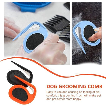 2PCS Multifunctional Pet Grooming Tools: 3-in-1 De-Matting and Massage Comb for Dogs and Cats (Black + Orange)