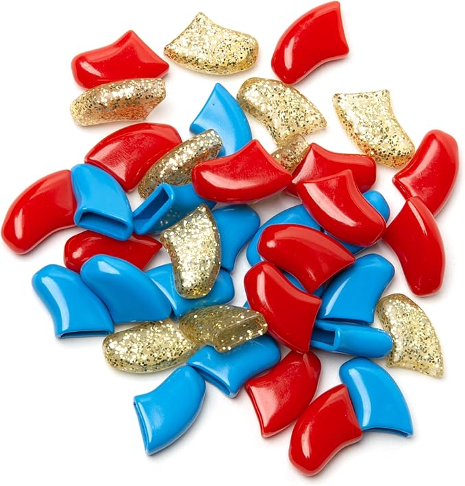 Soft Claws Nail Caps for Dogs with Non-Slip Design Made in USA - 40 Dog Nail Covers for Long-Lasting Protection of Floors and Furniture - Fourth of July (Red, Blue & Gold Sparkle), X-Large
