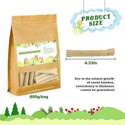800g/1.76lb Bunny Toys Sweet Bamboo Sticks for Rabbits Bunny Chew Toys Molar Treats Snack for Small Animals Hamsters Chinchillas Guinea Pigs