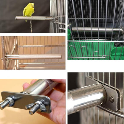 Bird Perch Stainless Steel Stand Parrot Rod Grinding Claws Trimming Beak Nails Grinding Stick Exercise Platform for Parakeet Cockatiel Conure African Grey Macaw Finch Bird Cage Accessories (L)